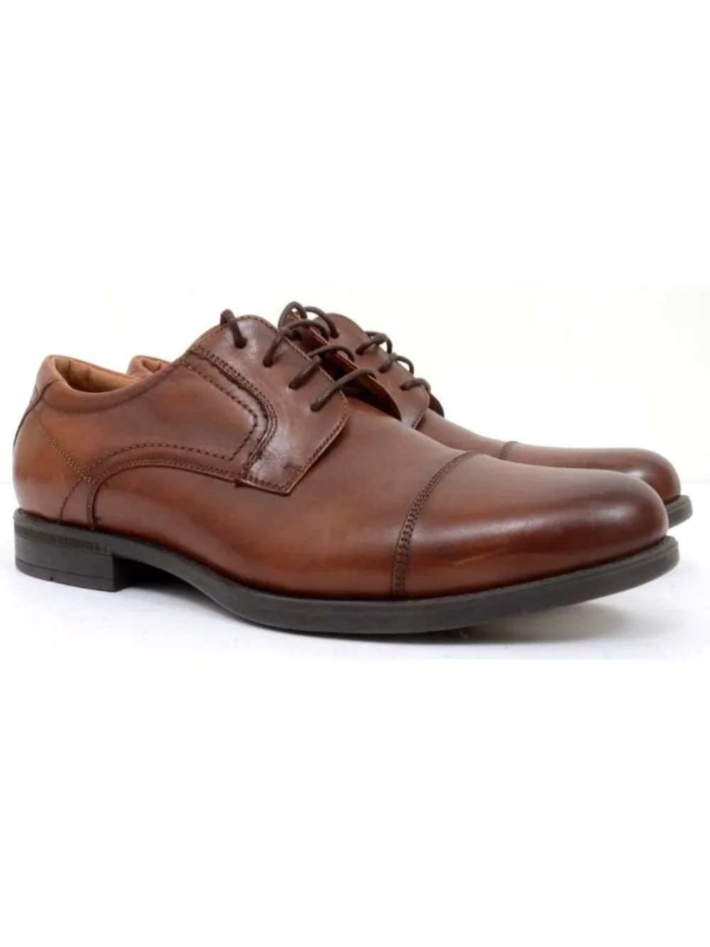 Florsheim Men's 11.5D Center Cap Toe Brown Leather Oxford Preppy Business Dress